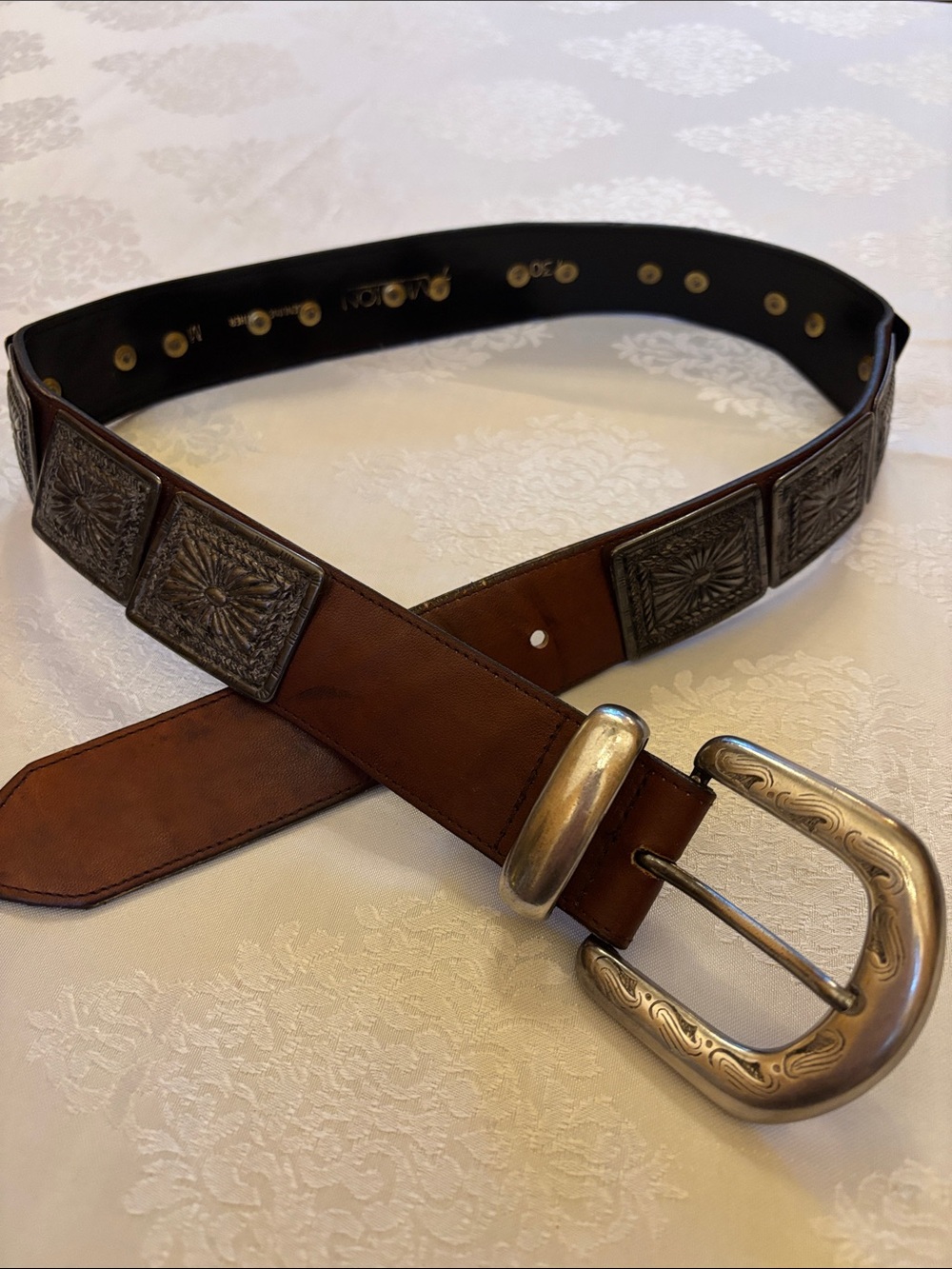 AVIGNON leather and metal belt